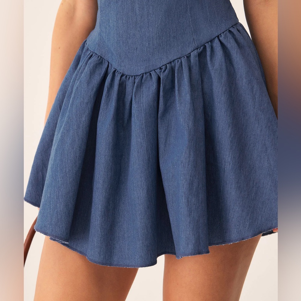 Rihoas Blue Pleated Slip Mini Dress - Picture 2 of 6
